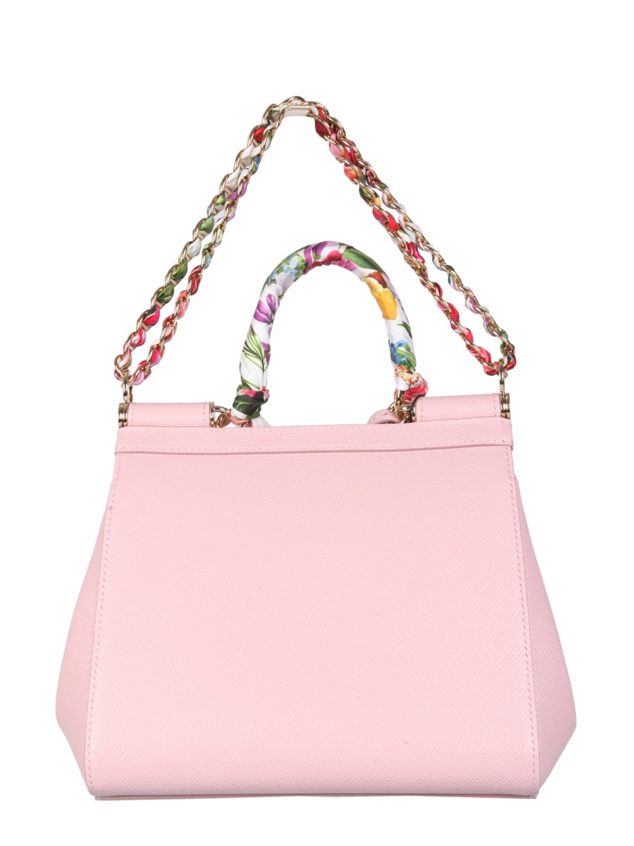 DOLCE & GABBANA - SMALL SICILY LEATHER BAG WITH SCARF