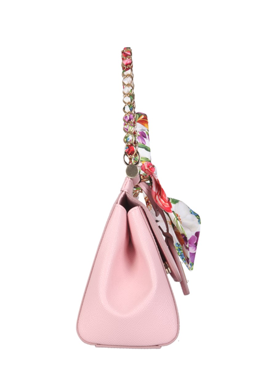 DOLCE & GABBANA - SMALL SICILY LEATHER BAG WITH SCARF