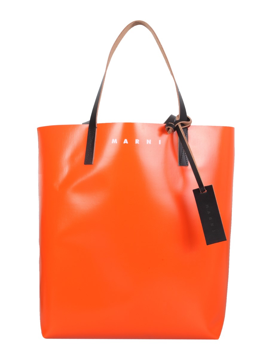 MARNI - TWO-TONE TRIBECA PVC SHOPPING BAG WITH LOGO - Eleonora Bonucci