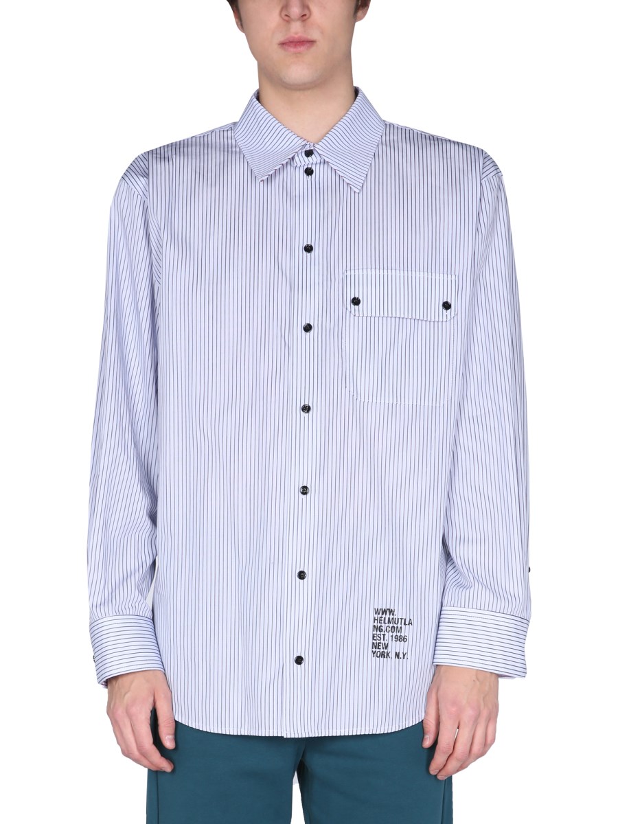 HELMUT LANG CAMICIA TWIN STRIPE IN POPELINE DI COTONE