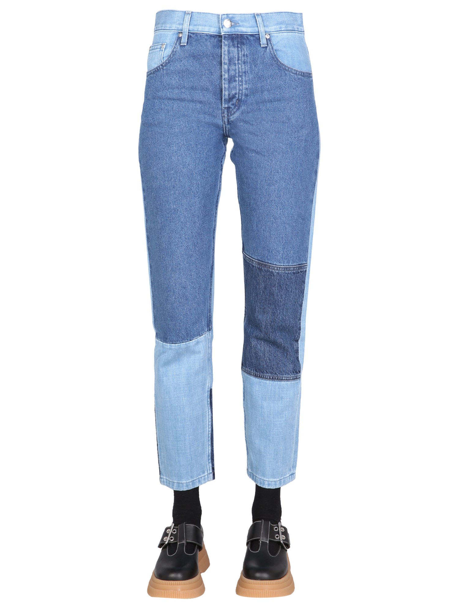 helmut lang jeans with contrasting panels