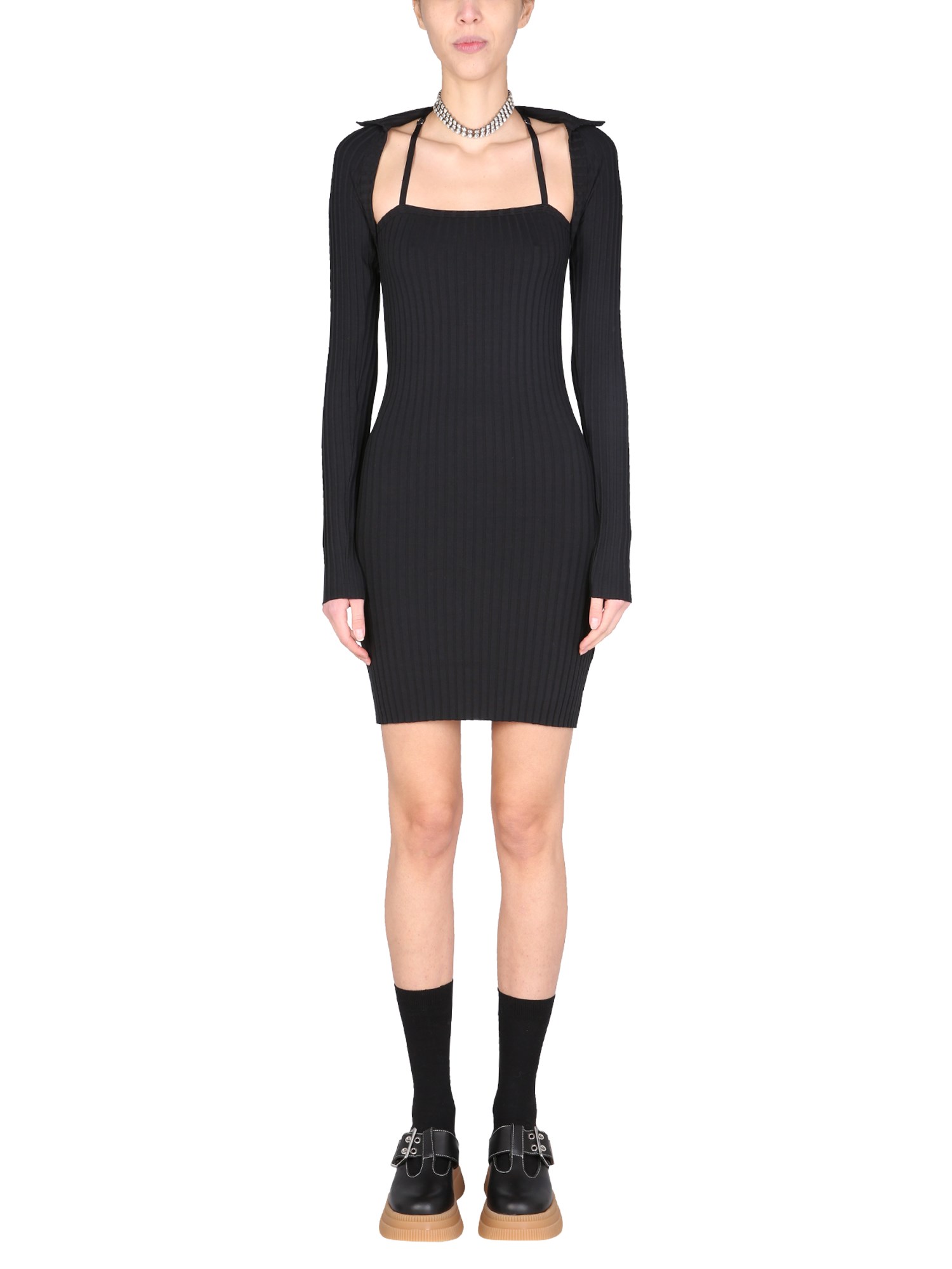 helmut lang slim fit ribbed dress