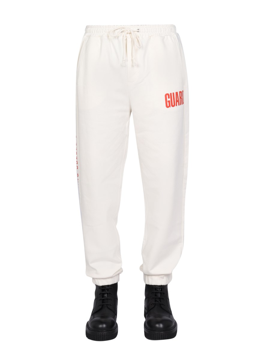 HELMUT LANG PANTALONE JOGGING IN JERSEY DI COTONE CON STAMPA LOGO