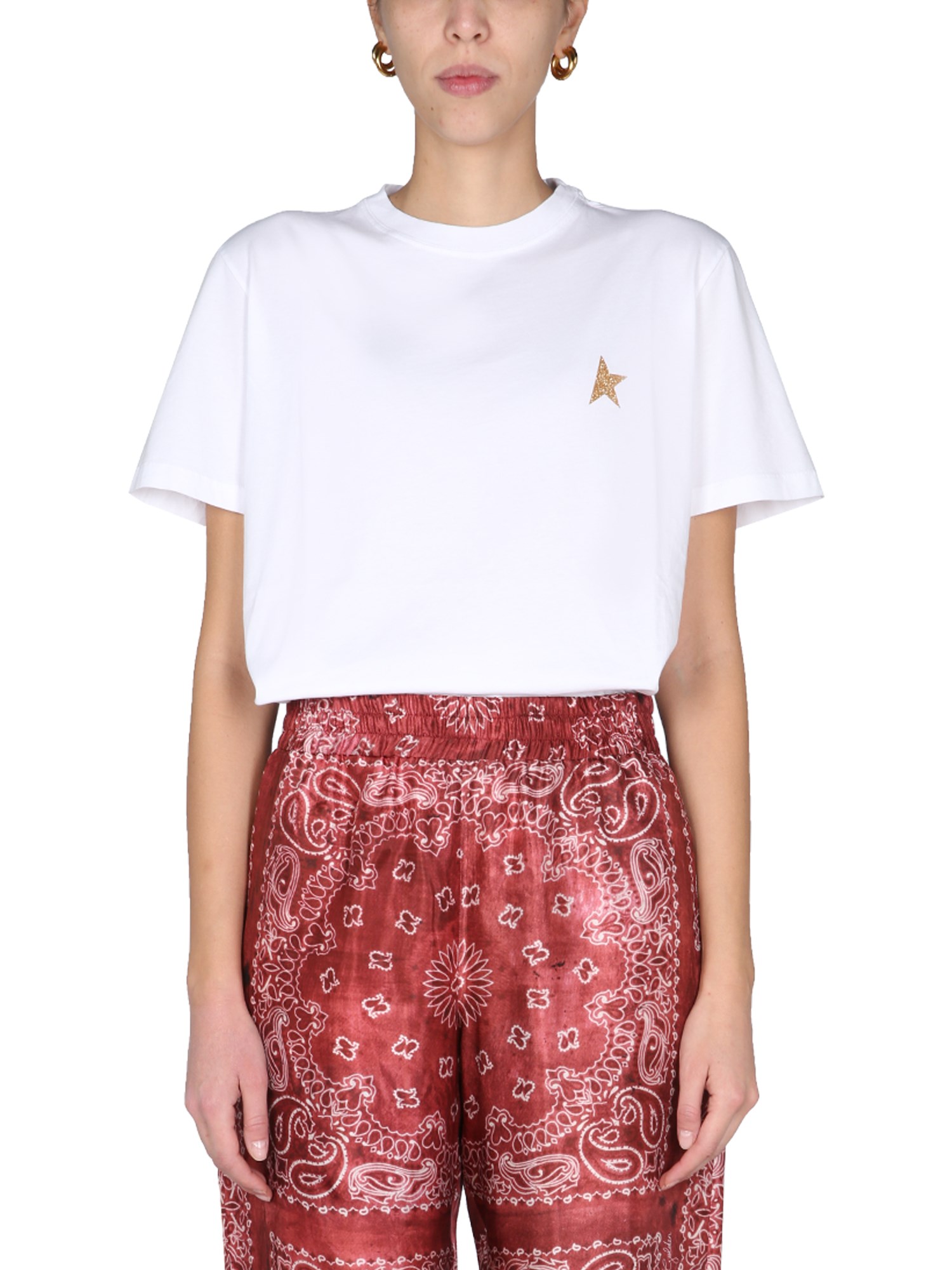 golden goose deluxe brand t-shirt with glitter logo