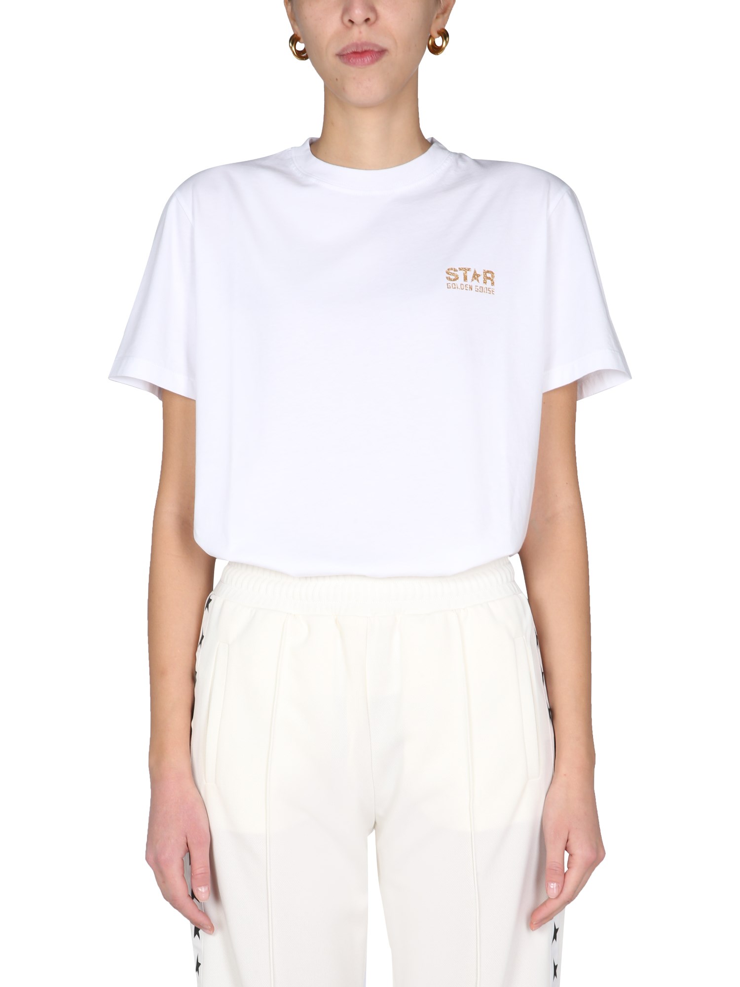 golden goose deluxe brand t-shirt with glitter logo