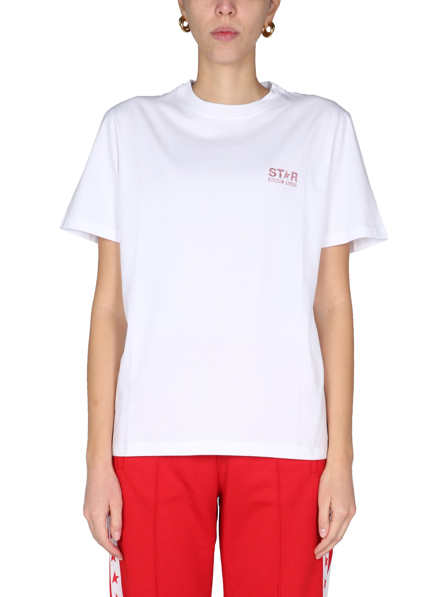 golden goose deluxe brand t-shirt with glitter logo