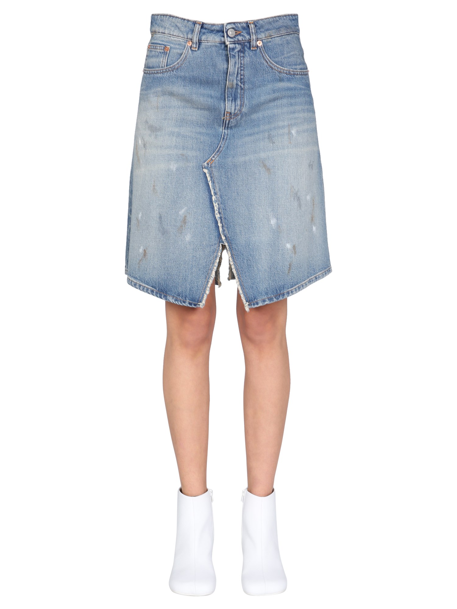 mm6 maison margiela asymmetric denim skirt