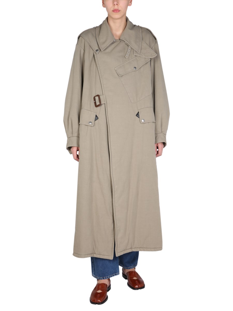 【Maison Margiela】Washed Popline Trench… MM6 MAISON MARGIELA Trench Impermeabile – Fango