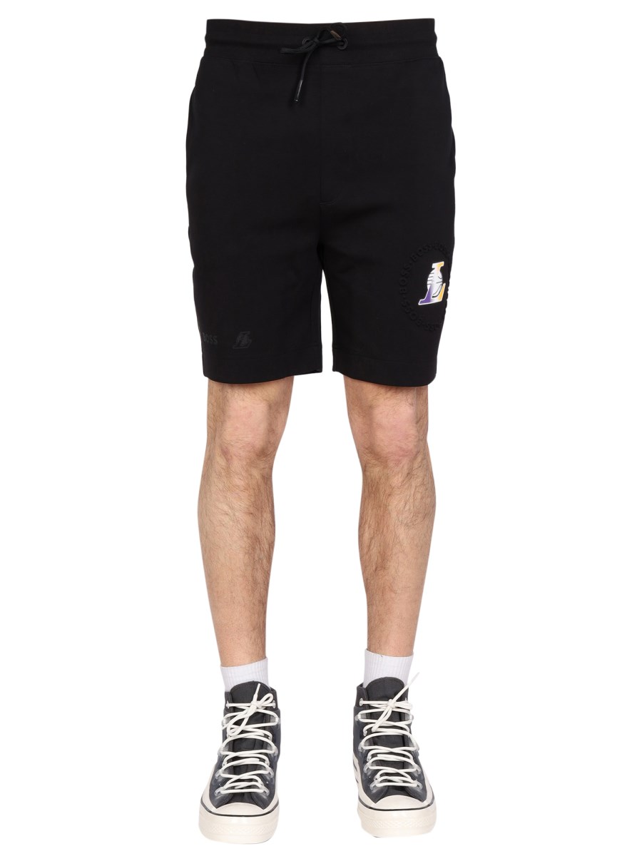 NBA X BOSS BERMUDA IN FELPA DI COTONE CON LOGO