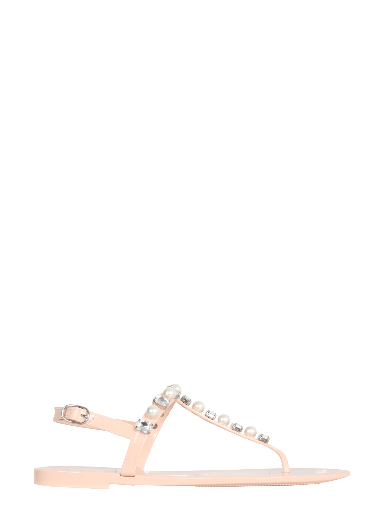 Stuart Weitzman Goldie Crystal Jelly Sandals In Powder