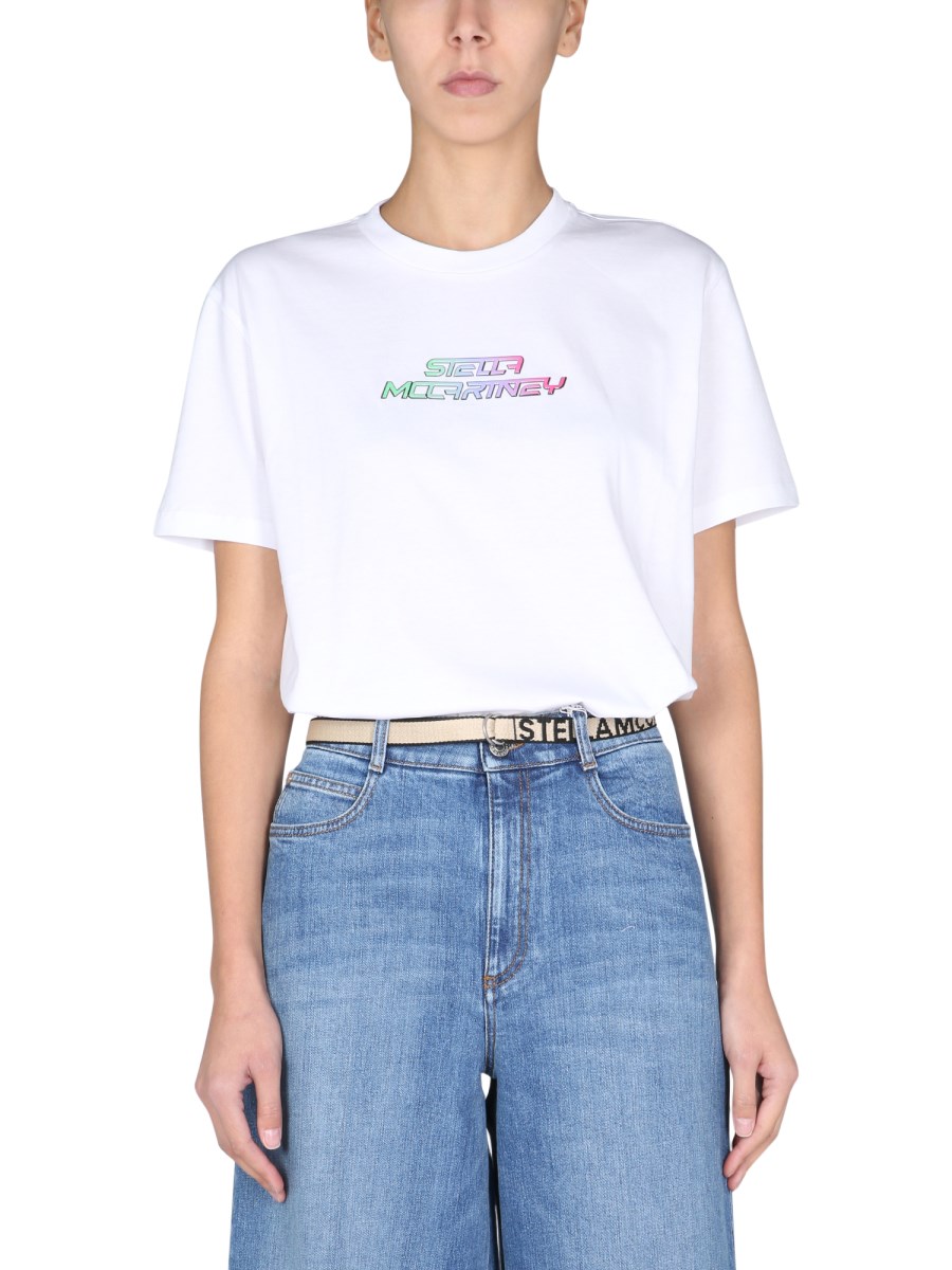 STELLA McCARTNEY T-SHIRT IN JERSEY DI COTONE CON LOGO IN GEL