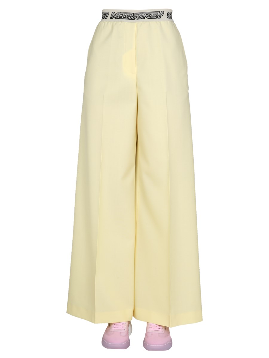 STELLA McCARTNEY PANTALONE WIDE LEG IN LANA CON BANDA LOGATA