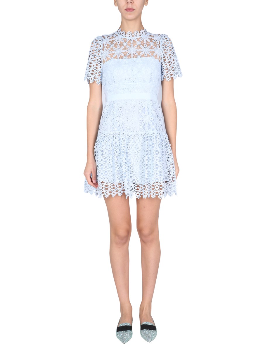 SELF-PORTRAIT - GEOMETRIC GUIPURE LACE MINI DRESS - Eleonora Bonucci