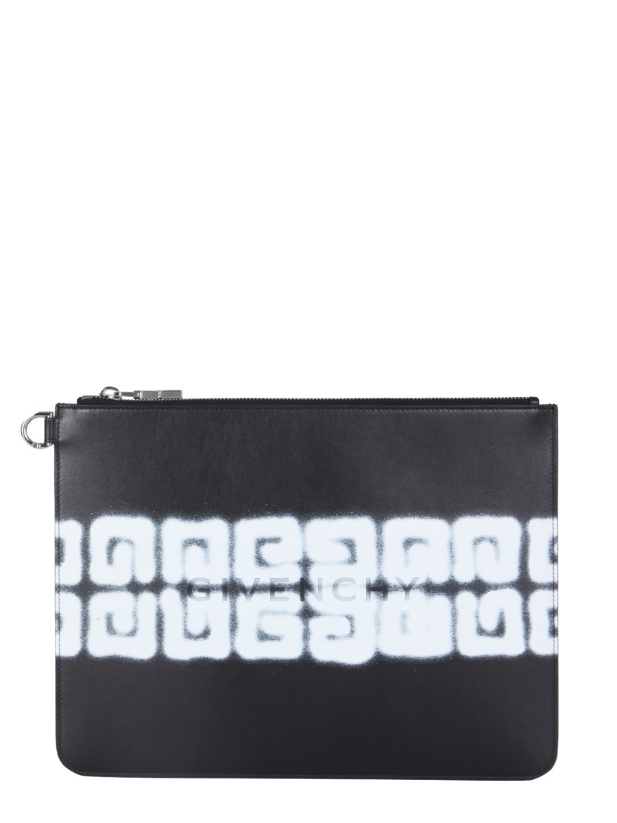 GIVENCHY POCHETTE LARGE IN PELLE CON STAMPA 4G EFFETTO GRAFFITI