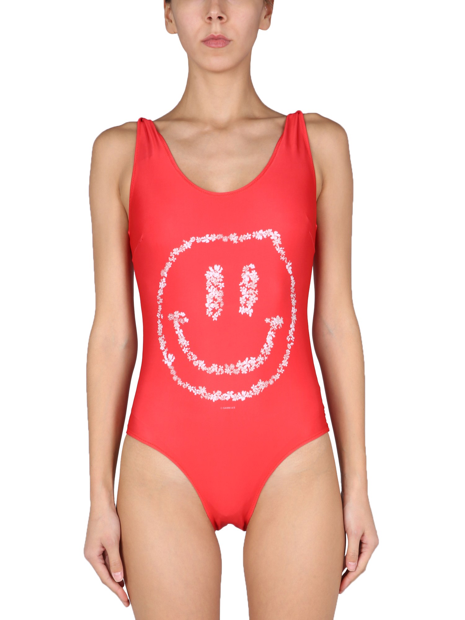 ganni "smiley" one piece swimsuit