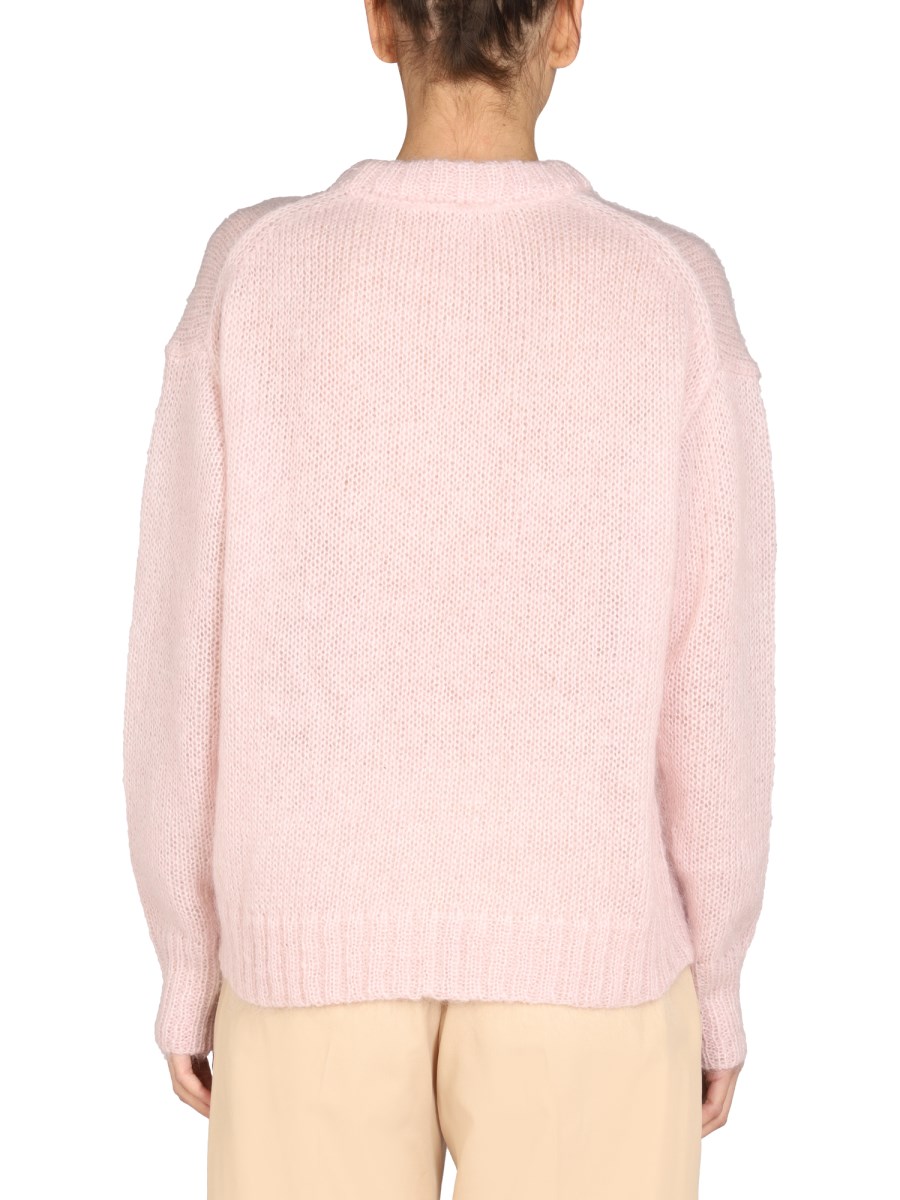GANNI OVERSIZE FIT MOHAIR SWEATER WITH LOGO Eleonora Bonucci