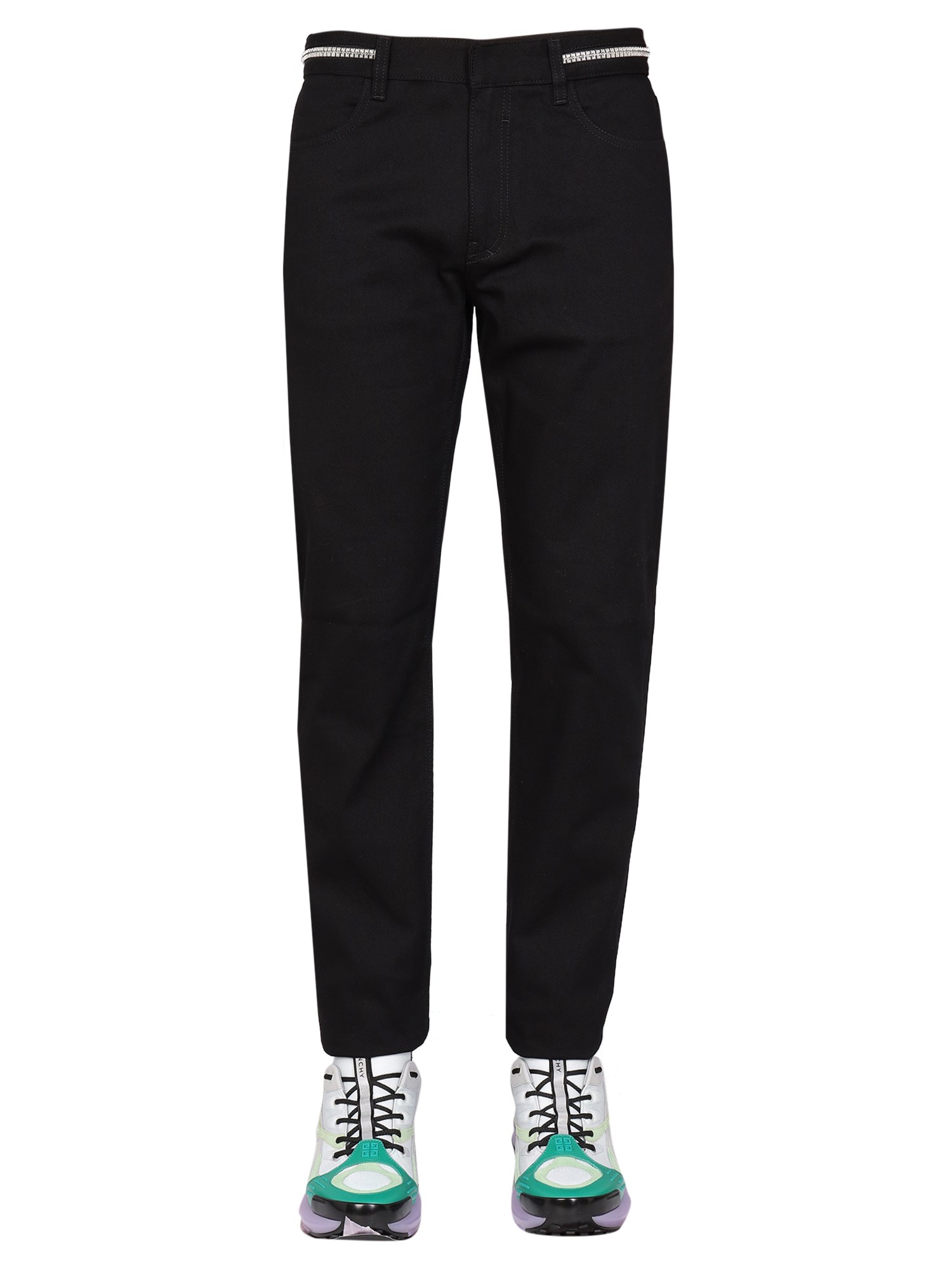 Givenchy Slim Fit Jeans With Metallic Details In Black