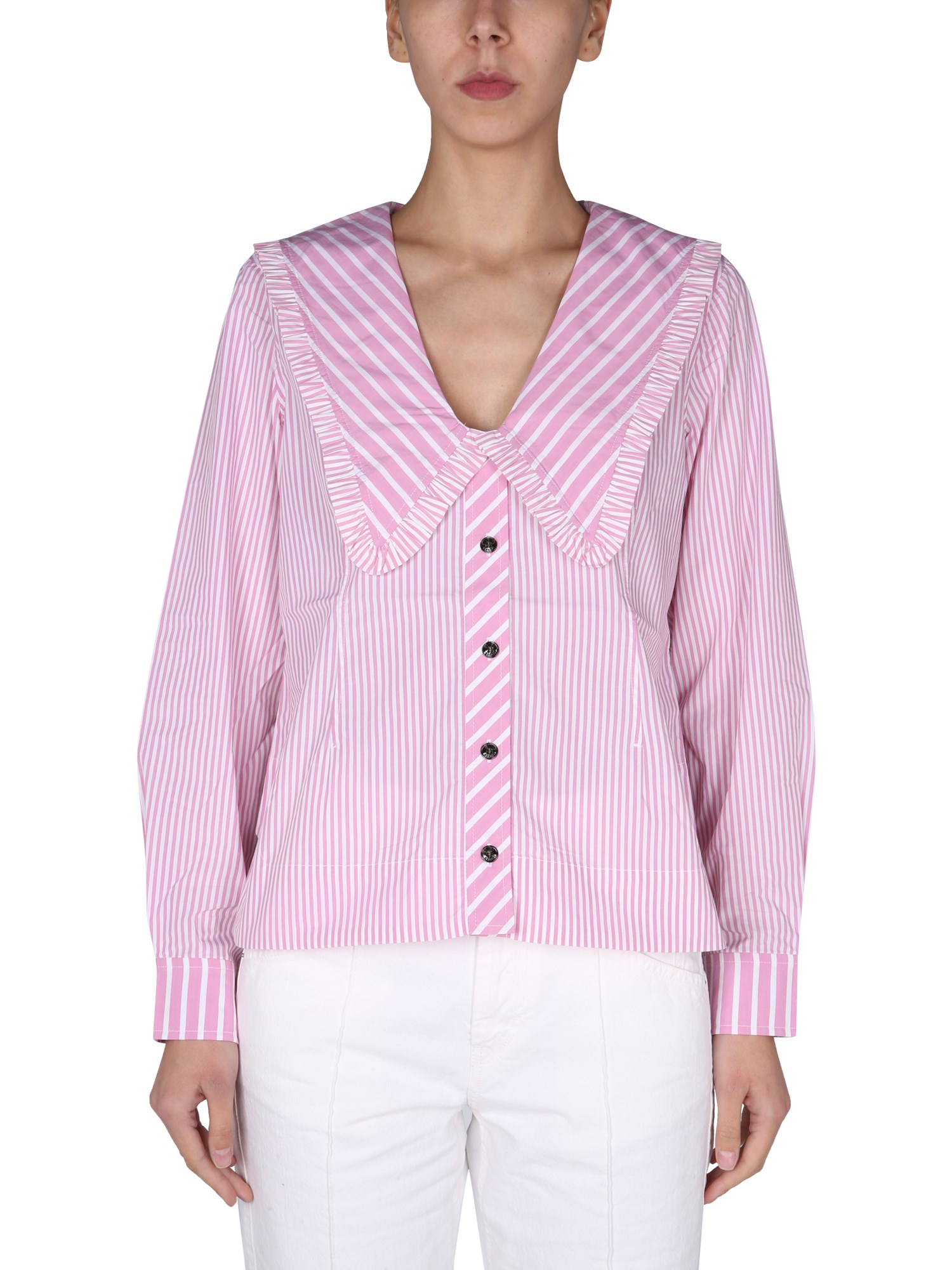 ganni striped pattern shirt