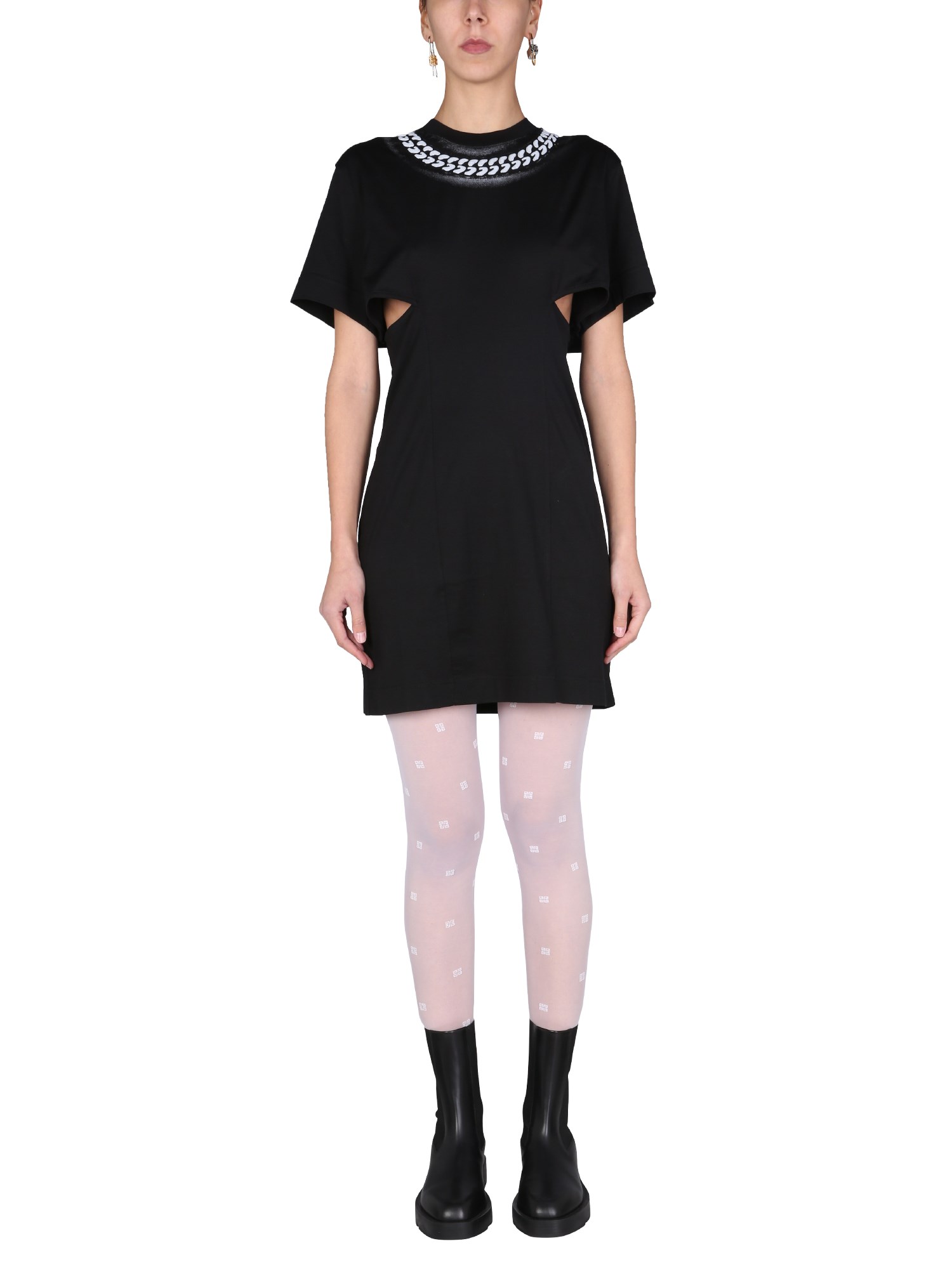 Shop Givenchy Dress With 3d "chain" Print In Black