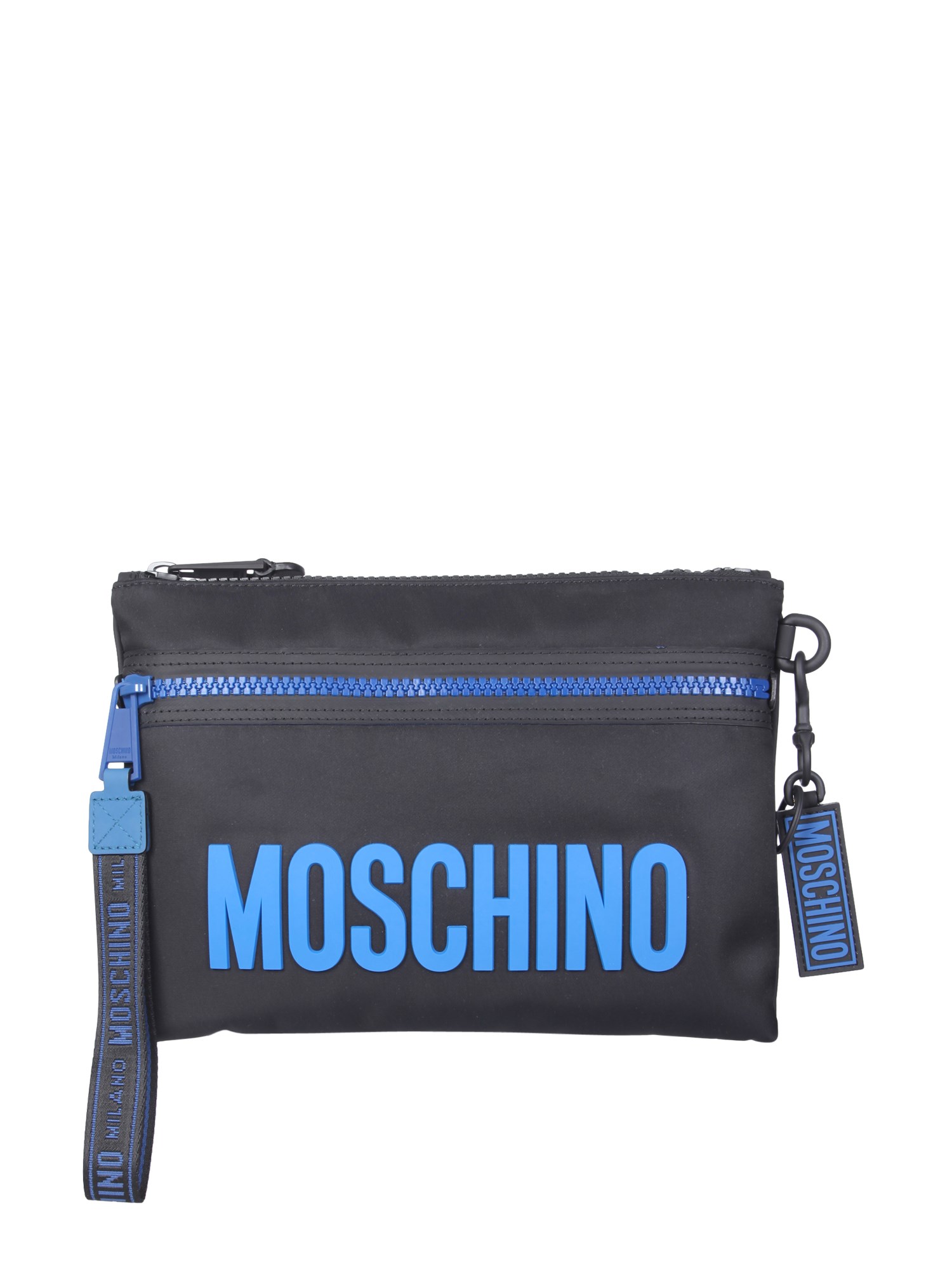 moschino clutch with logo