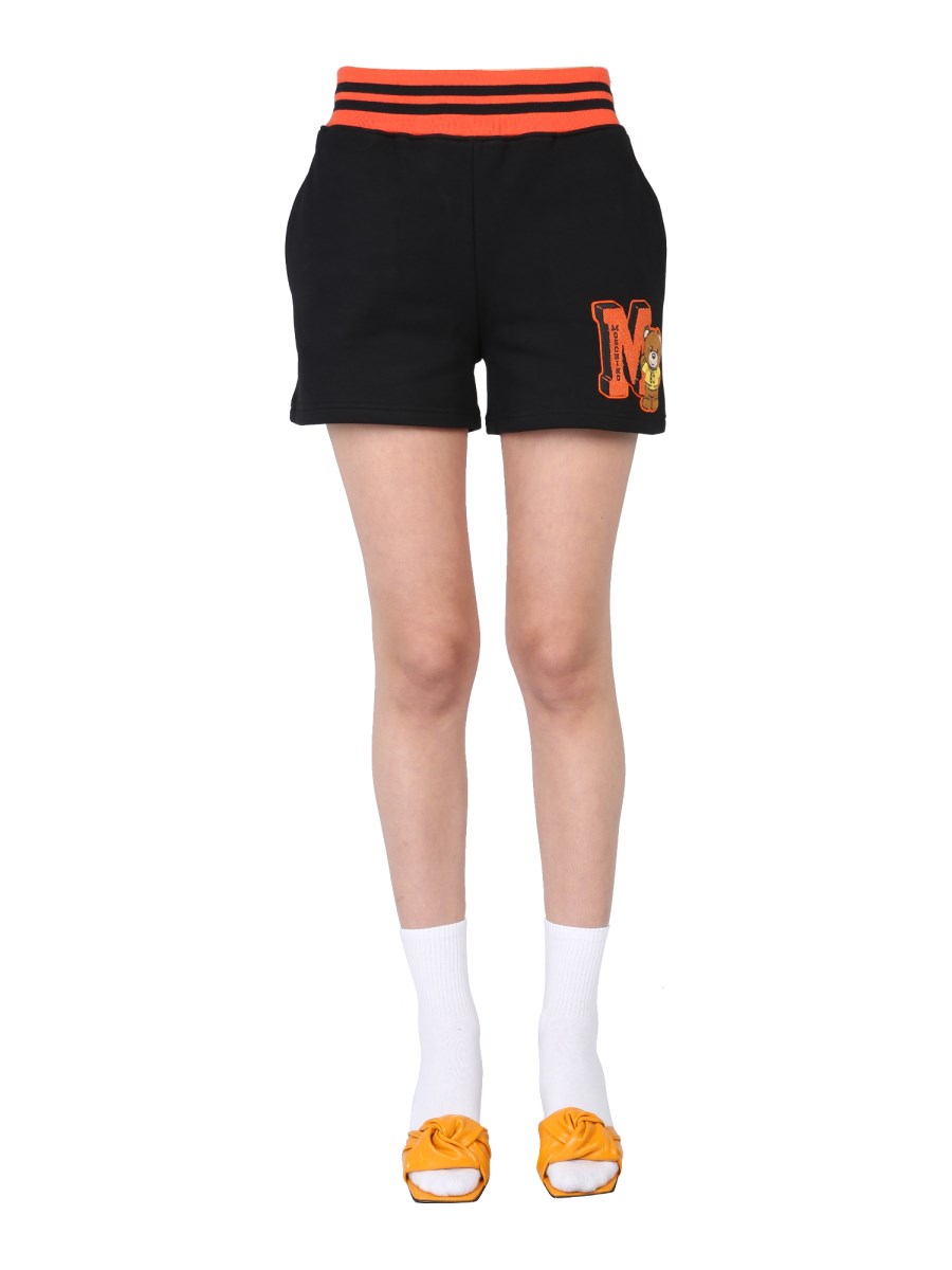 MOSCHINO SHORTS VARSITY IN COTONE TEDDY BEAR