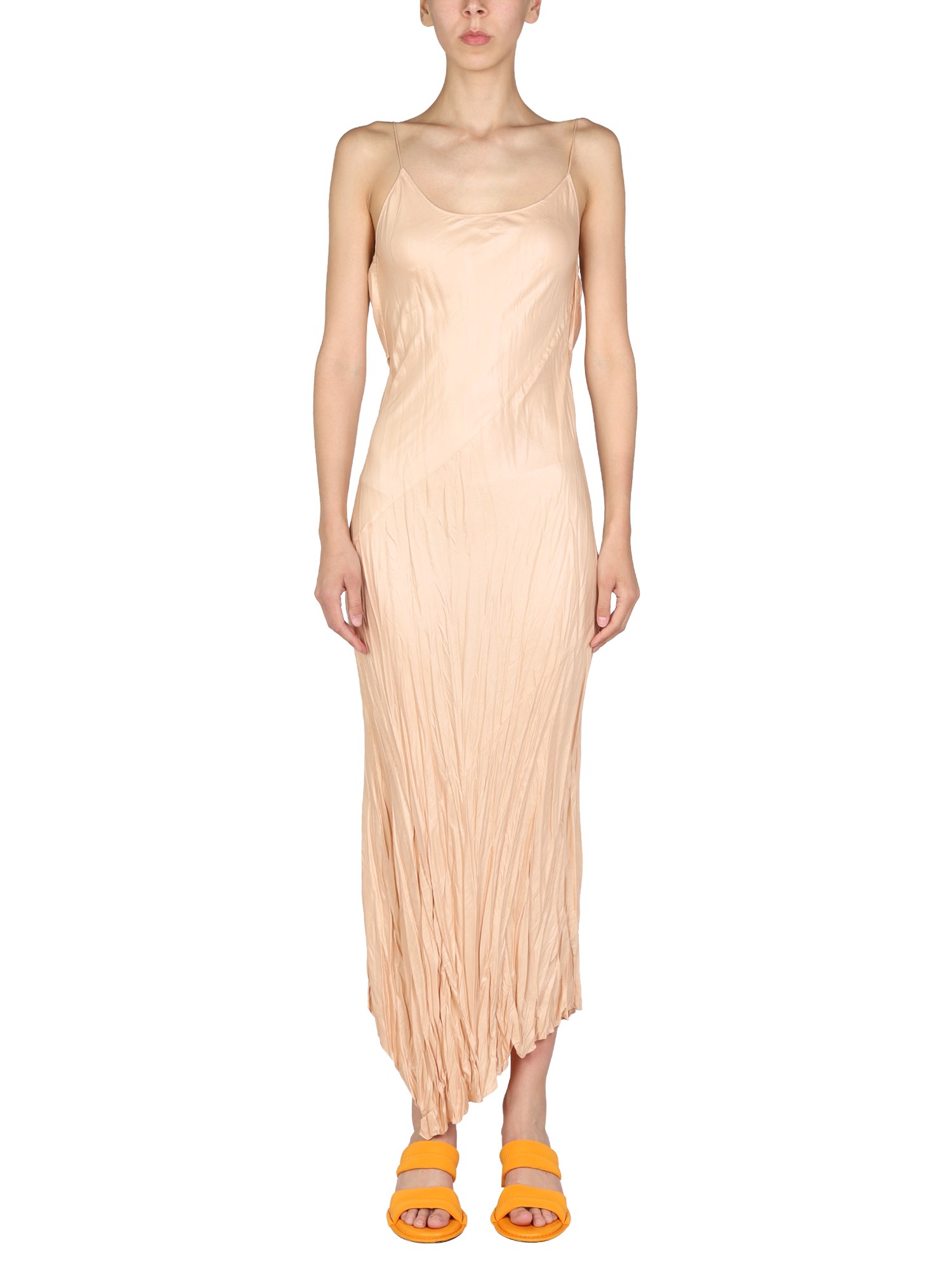 Philosophy Di Lorenzo Serafini Asymmetric Pleated Midi Dress In Powder