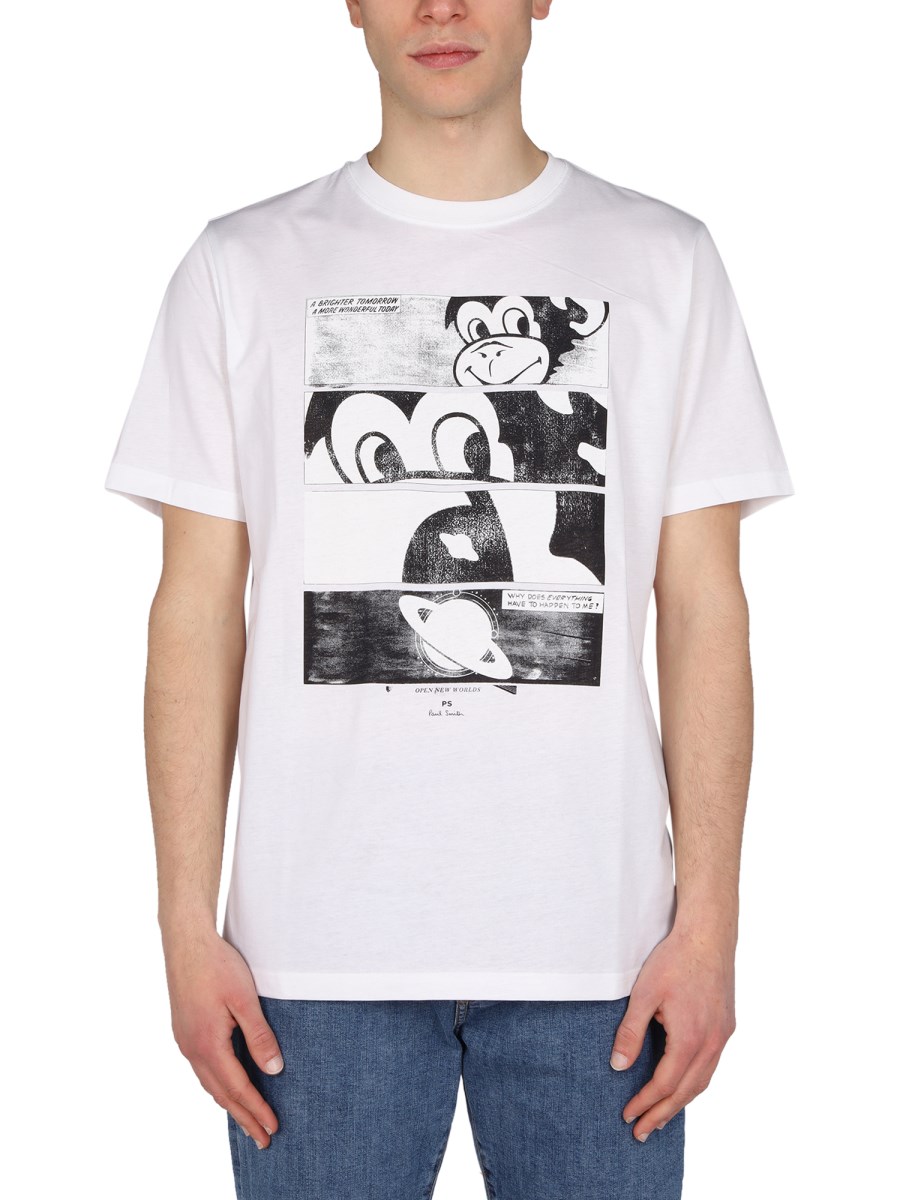 PS BY PAUL SMITH - MONKEY COMIC-STRIP COTTON T-SHIRT - Eleonora