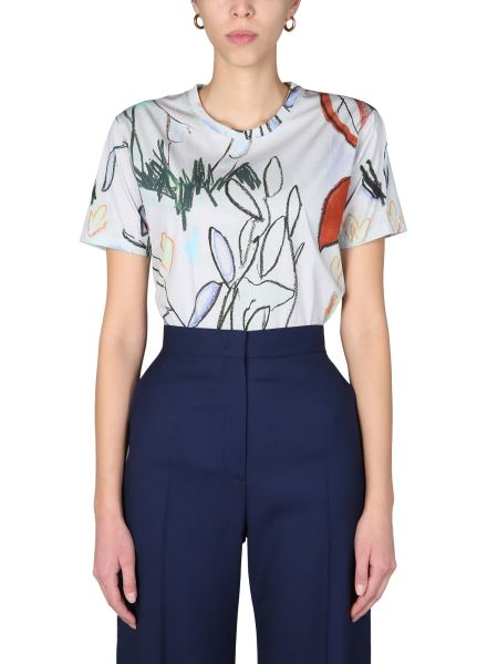 Paul Smith - "forest Sketches" Print Cotton Jersey Scoop Neck T-shirt 