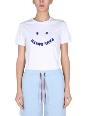 PS BY PAUL SMITH - T-SHIRT "HAPPY" CON LOGO FLOCCATO