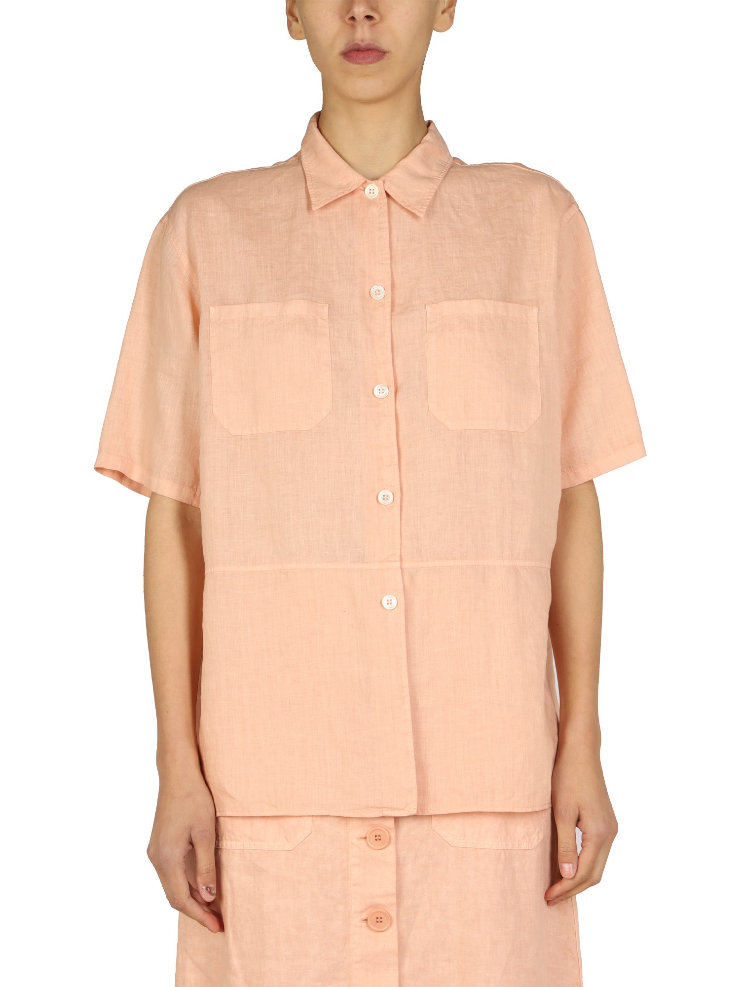 Aspesi Button Fastening Pocket Shirt In Powder