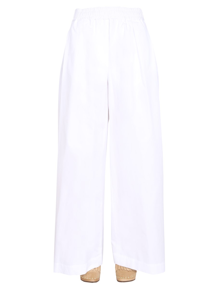 Cotton-Poplin Wide Leg Pants