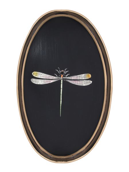Les-ottomans - Wooden Tray With Hand Painted Dragonfly