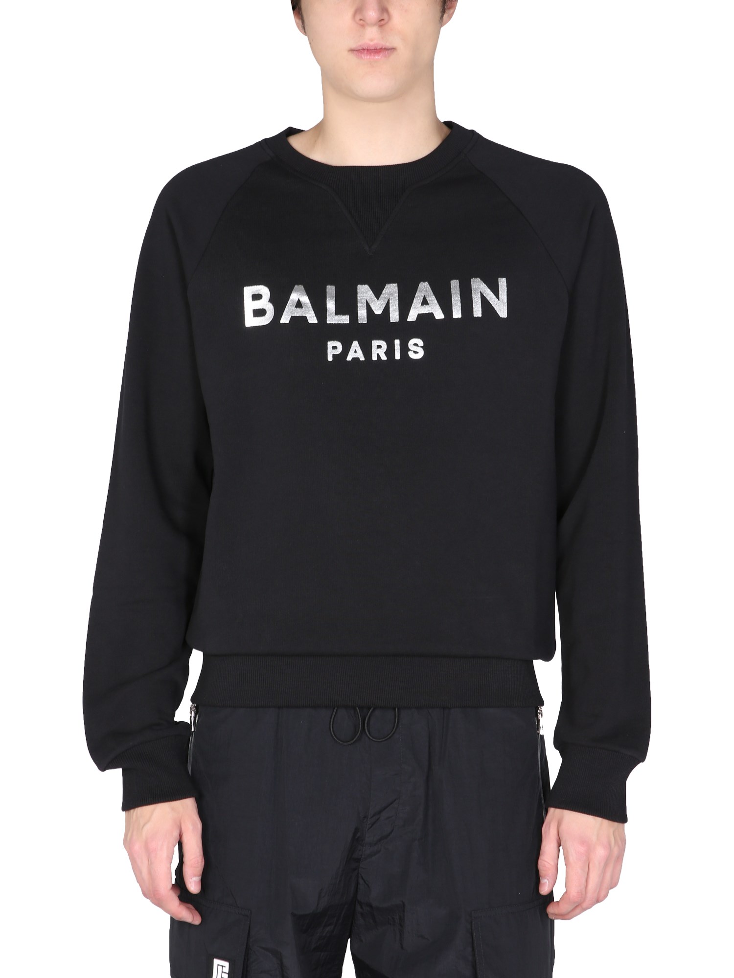 balmain sweatshirt with laminated logo
