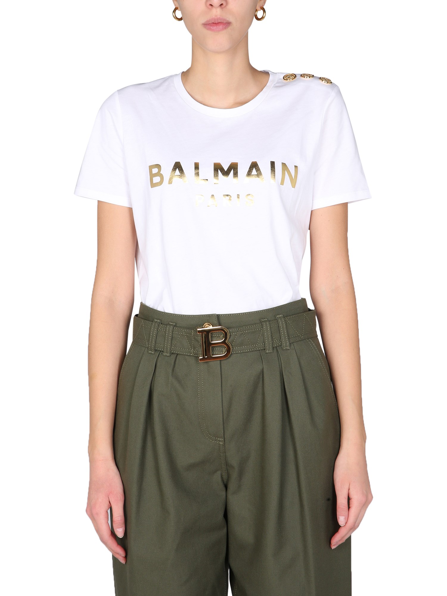 balmain t-shirt with laminated logo print