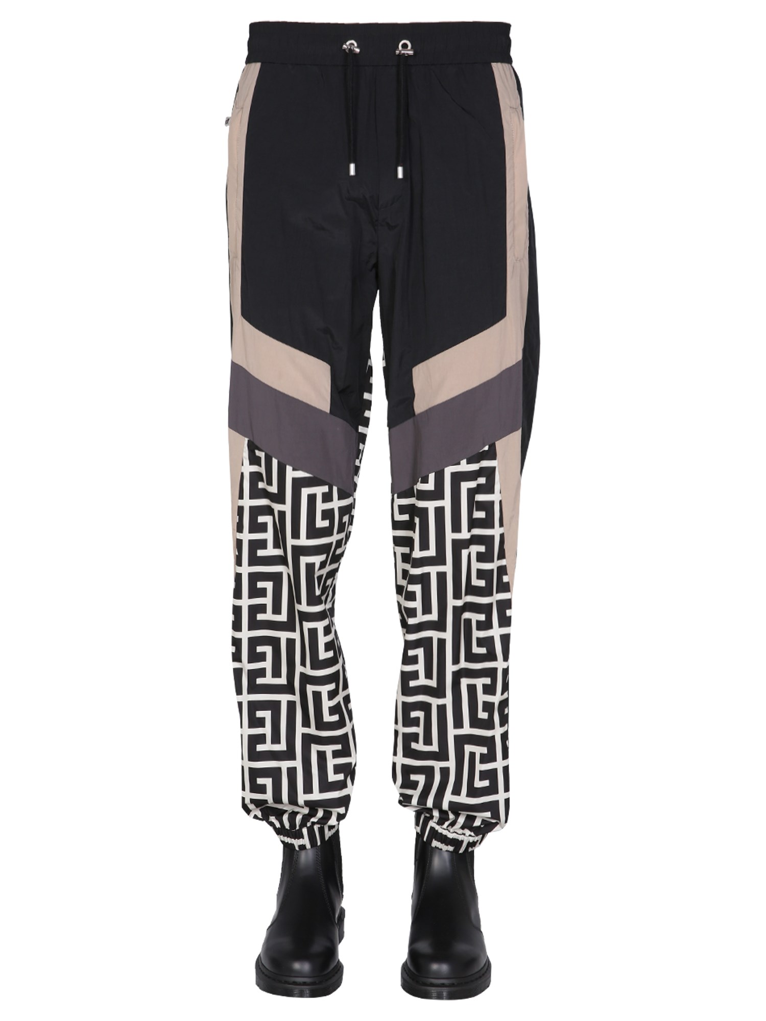 balmain jogging pants with maxi monogram logo print