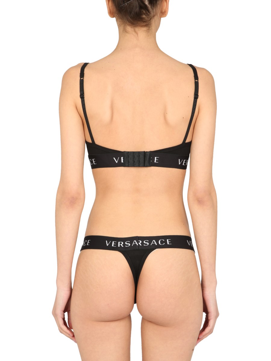 VERSACE - STRETCH COTTON THONG WITH GREEK AND MEDUSA - Eleonora Bonucci