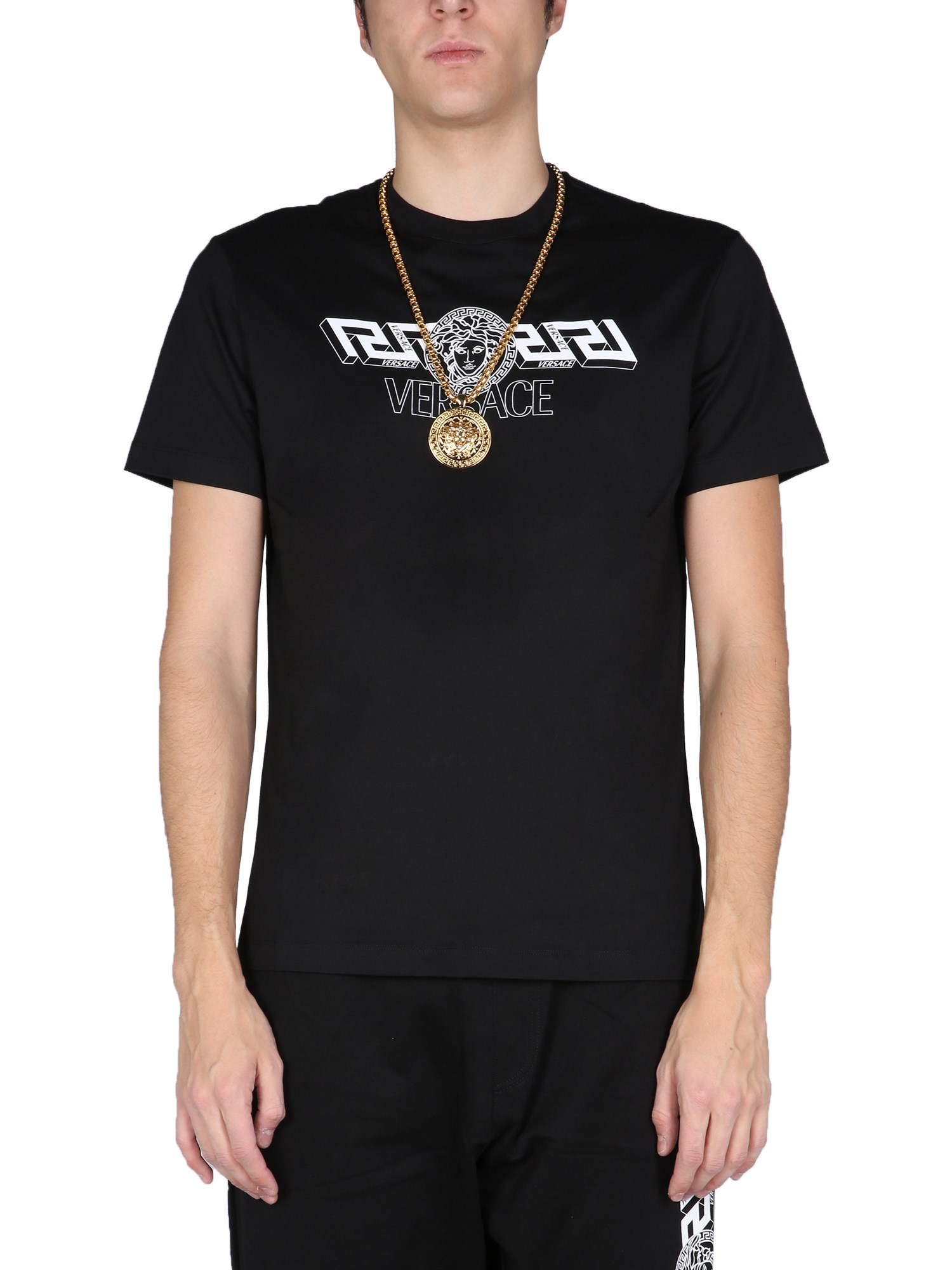 versace t-shirt with greek and medusa print