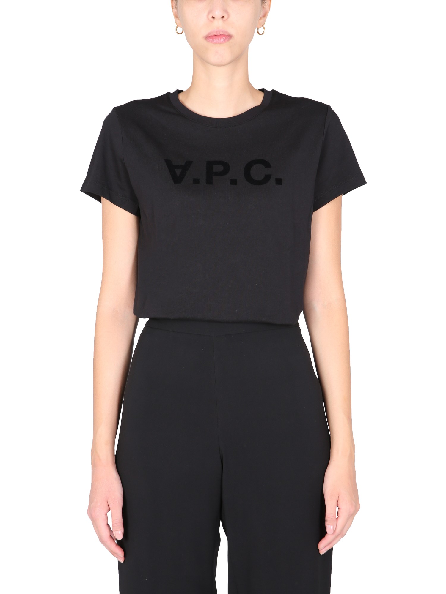a.p.c. t-shirt with flocked logo