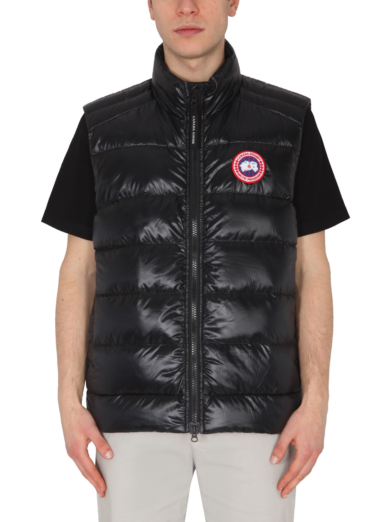 canada goose down vest with logo patch