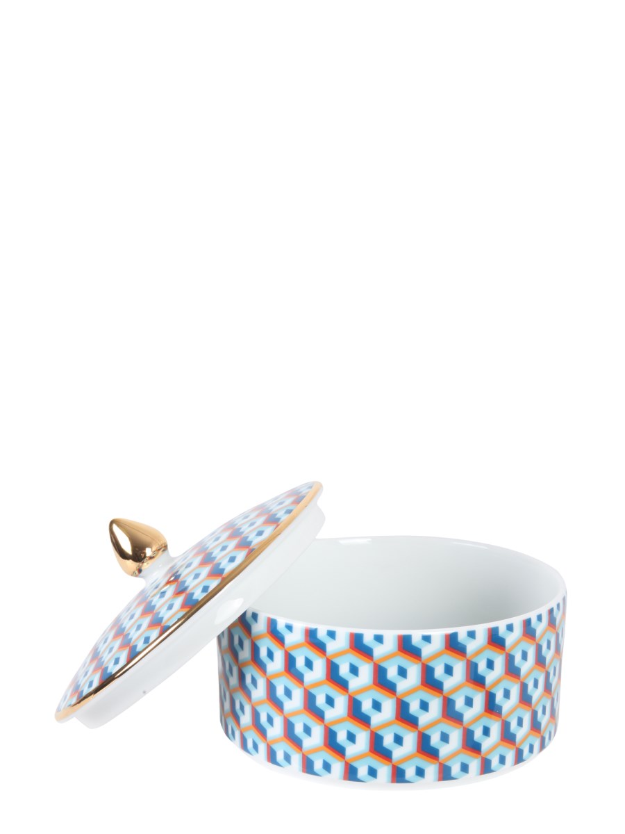 LA DOUBLEJ - SET OF FOUR ESPRESSO CUP WITH SAUCER PRINT CUBES MIX -  Eleonora Bonucci