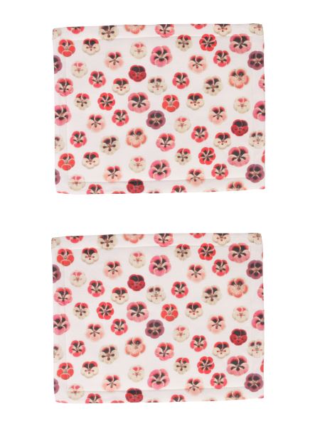La Doublej - Set For Two Linen Placemats With Micro Pansy Print 