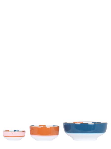 La Doublej - Set Of Three Porcelain Bowls Nesting With Diamond Dots Print