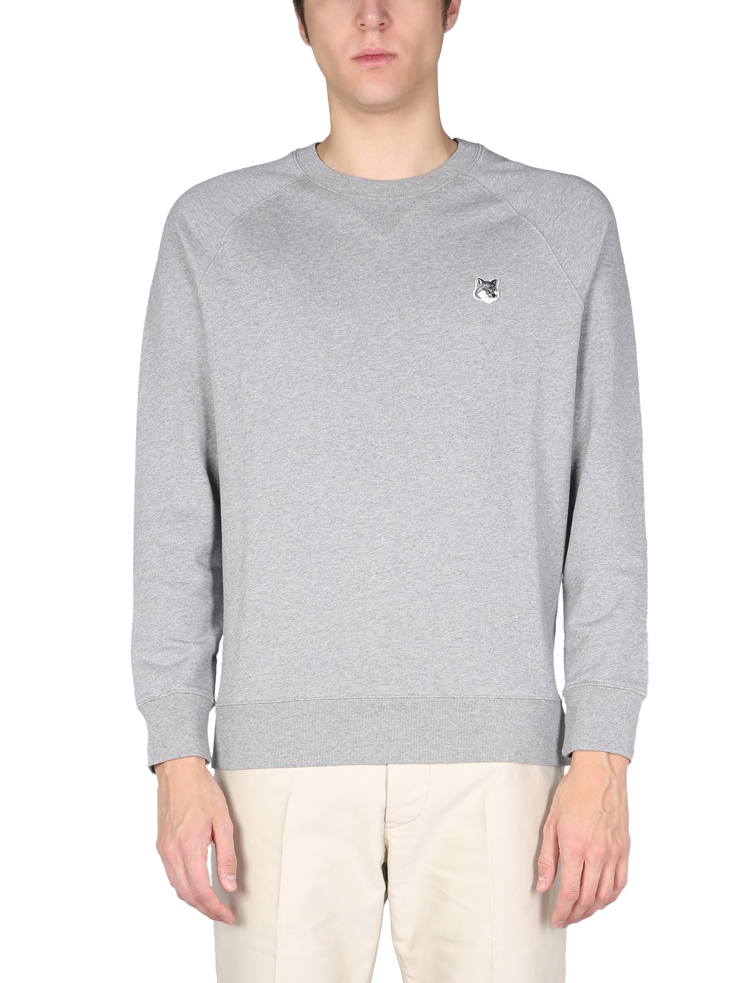maison kitsuné gray fox head sweatshirt