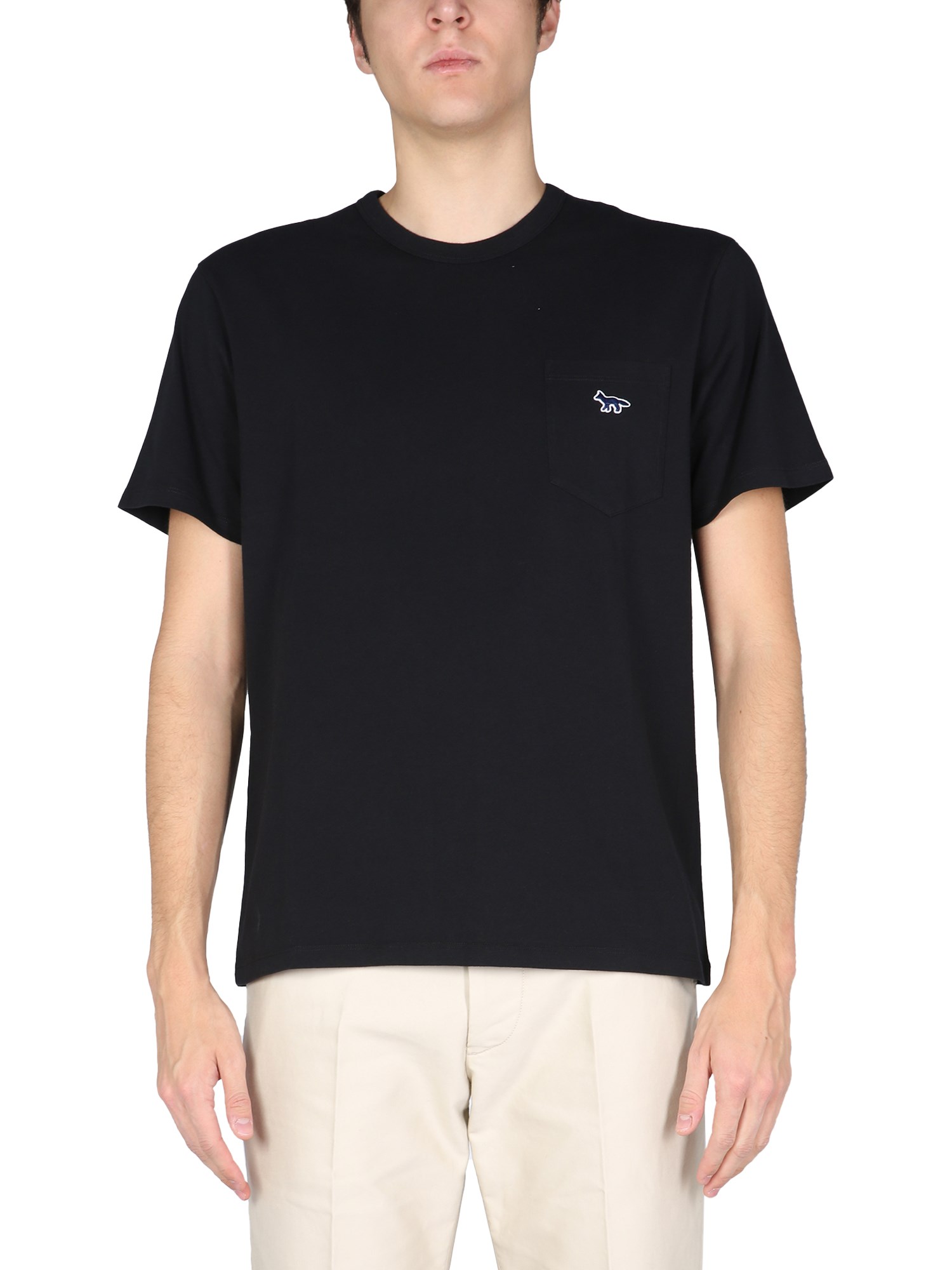 maison kitsuné navy fox patch t-shirt