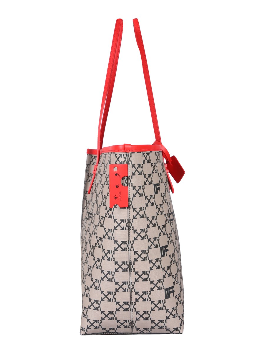 OFF-WHITE - DAY OFF 40 MONOGRAM LEATHER LOGO TOTE BAG