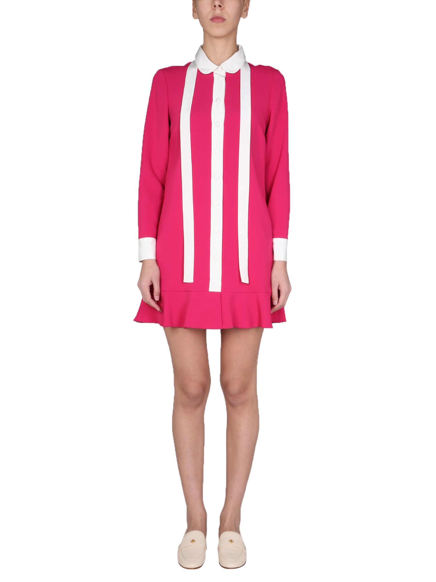 red valentino dress with stretch frisottine collar