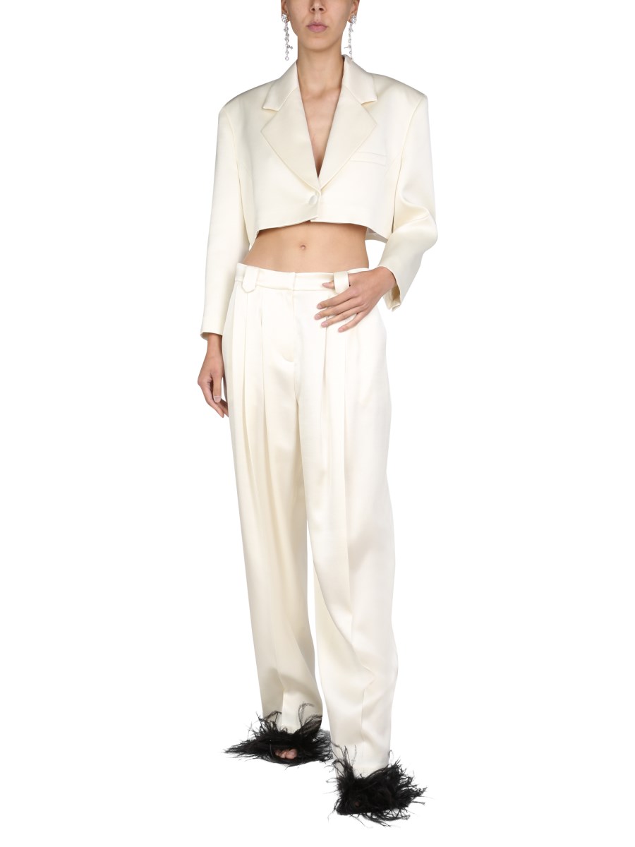 パンツ MAGDA BUTRYM '08' pants White Wool and silk wide-leg pants in white - Magda Butrym | Mytheresa