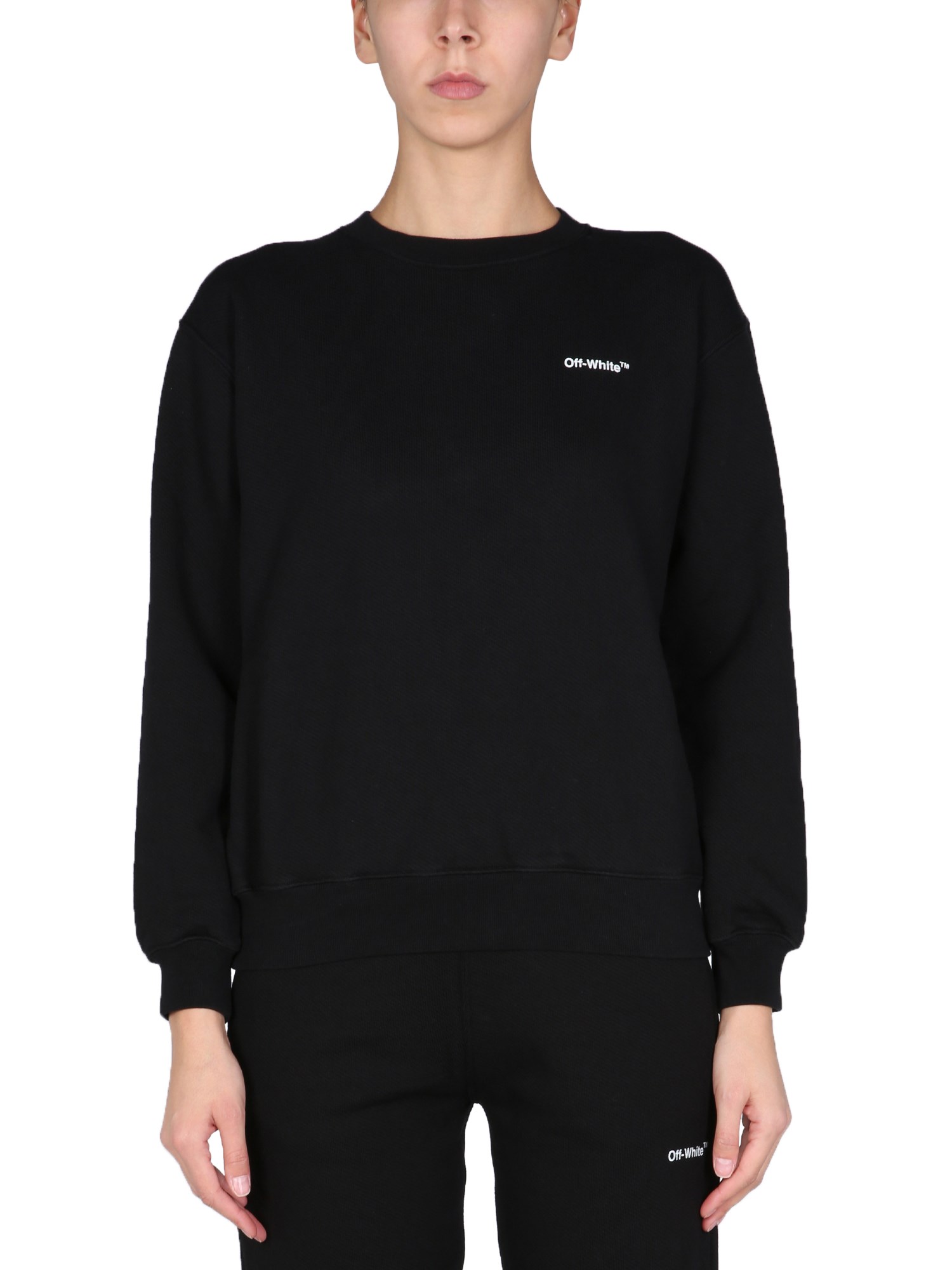 off-white sweatshirt with rubber logo