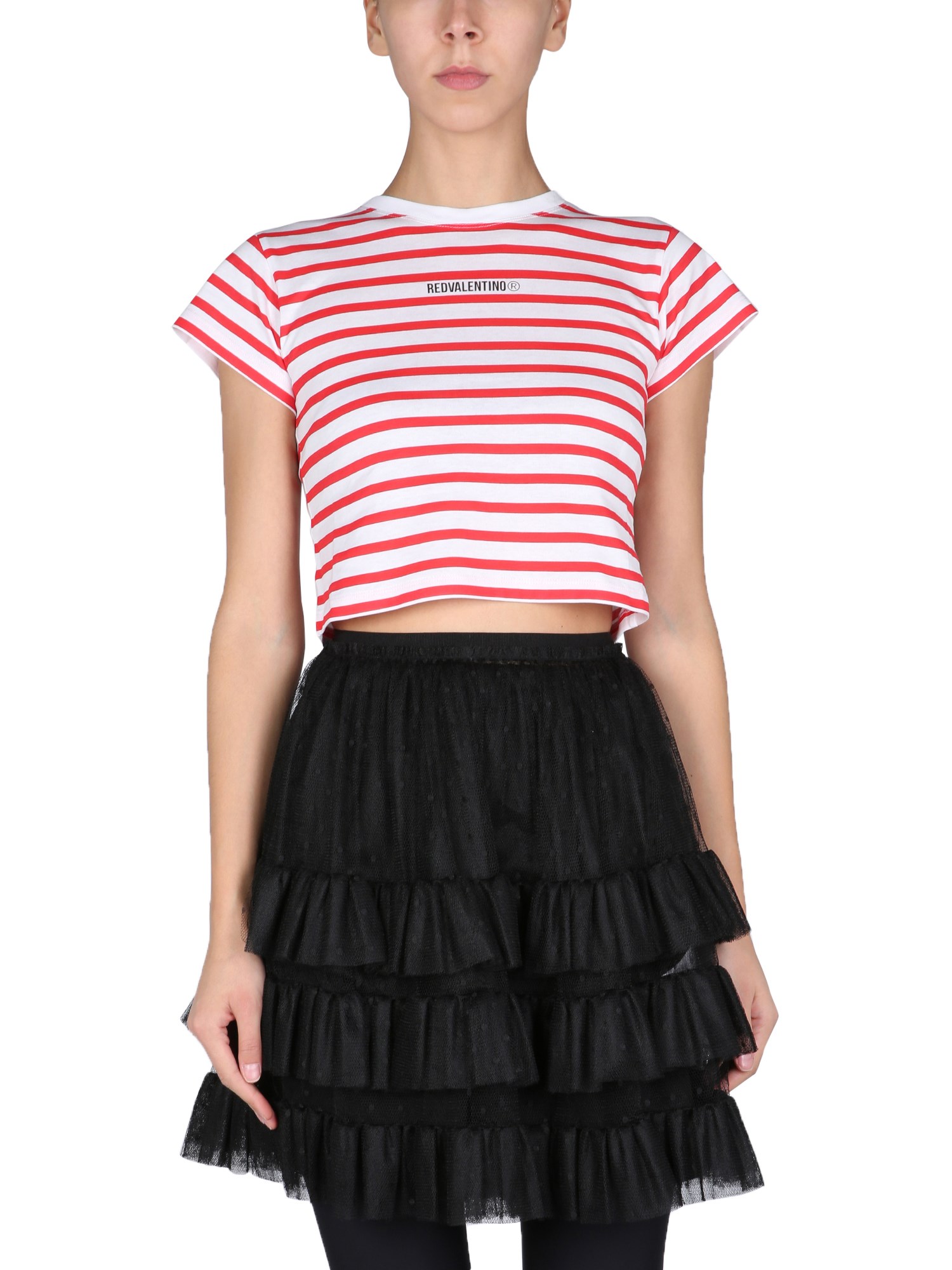 red valentino striped pattern t-shirt