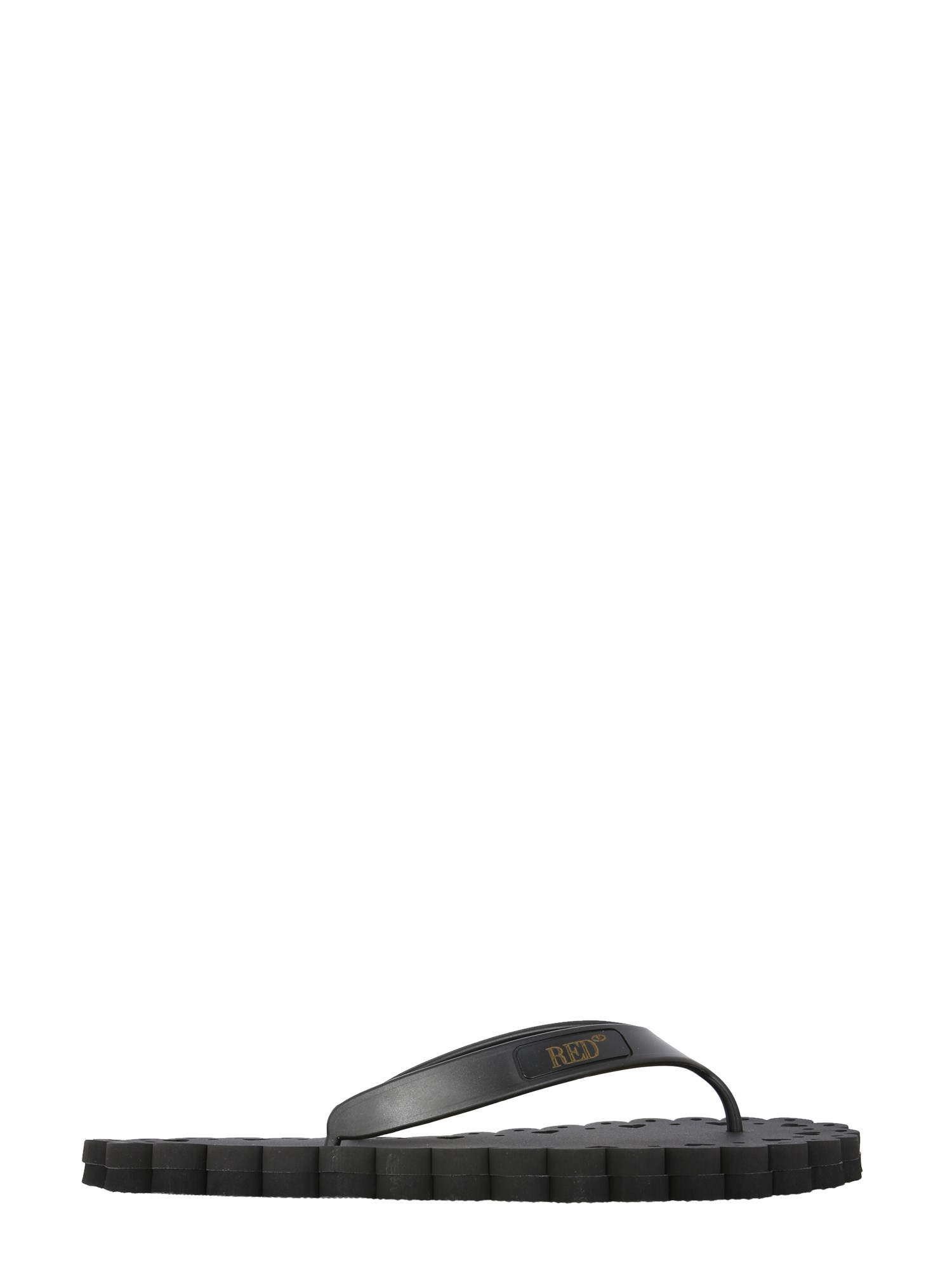 red (v) perforated thong sandals